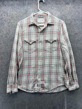 Denim & Supply Ralph Lauren Shirt Mens Small Gray Plaid Long Sleeve Snap Front
